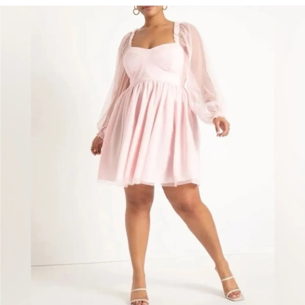 NWT Eloquii Pink Sweetheart Bodice Dress Size 14